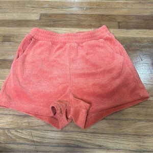 2/$20 TicToc Orange Terry Clothe Thick Soft Shorts with Pockets